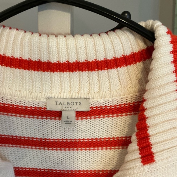 Striped Orange and White Women's Sweater - Picture 4 of 5